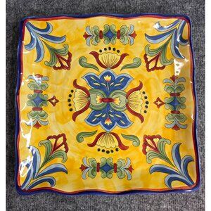 Maxcera Hand-Painted Yellow Talavera Floral Ceramic Plate 11.5″ Square